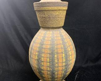 Item #54  Mid-C art pottery 18" lidded jar, marked Italy 1308, $200