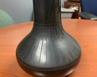 Item # 11 Blue Corn/Crucita Calabaza (San Ildefonso 1900-1989) 8 1/2" high feather design po, $800