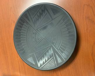 Item # 13 Rose Cata Gonzalez (San Ildefonso 1900-1989) blackware feather design 12" plate, $950