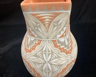 Item # 14 Mary Toya Small (Jemez 1940-), 10" incised redware jar, $400