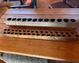 Item #74A Antique 12 hole sugar mold candleholder at rear, 40" L, $45
