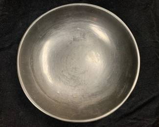 Item # 9 Very large Carmelita Dunlap (San Ildefonso 1925-1999) shallow blackware rim decorated bowl, 13 1/2" diameter, $600