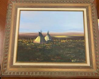 Item # 4 Jim Gordon (American 20th C) 'Prairie Sunset' oil on canvas, 1979, 16" x 20", 23" x 27" framed, $250