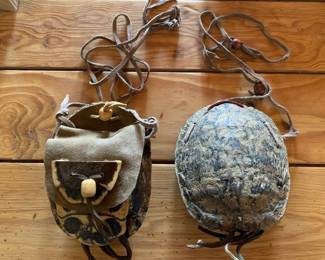 Vintage Native American turtle medicine bags, pair, reverse sides