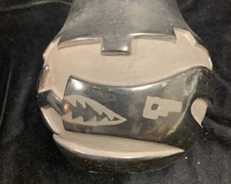 Item # 15 Madeline Naranjo (Santa Clara 1916-2020) carved blackware avanyu pot, 6 1/2" high, $225