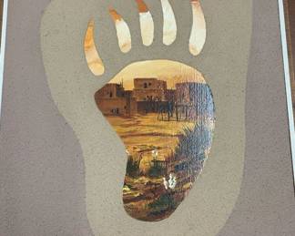 Item # 22 Bill Firquain (NM 20th C) mixed media on board, 21" x 17" framed, $100