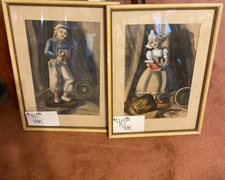 Pair Pastels circa 1949