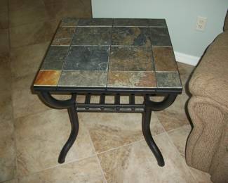 2nd Metal End table with Slate tile top
