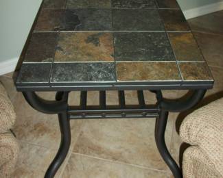 Metal End Table with Slate tile top - 1 of 2.