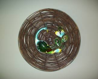 Metal, Twigs and Glass Wall Art