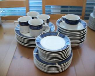 34pcs. Gibson Designs "Royal Duchess Blue" Stoneware dinnerware.