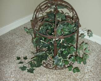 Metal Hanging Plant Hanger ; Faux Greenery.