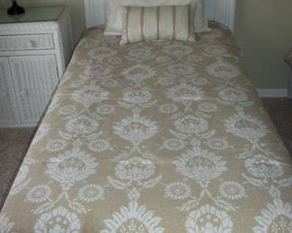 White Wicker & Wood Twin Bed #2