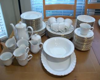 78pcs. Finest Porcelain China, "Golden Swirl" K-100 , Made in Indonesia.