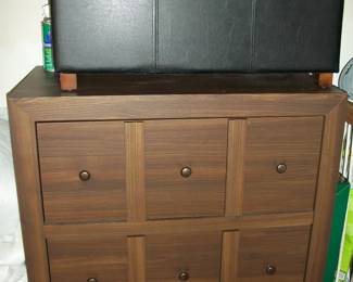 Wood 2 Drawer File Cabinet ; Faux Leather Storage Chest