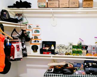 Hunting and Camping Gear (riffle cleaning and ammo).
Halloween costumes and decor
