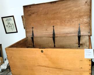 Giant - huge - antique wood blanket chest / box with beautiful details