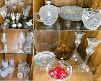Crystal: retro to new. American Fostoria, stemware, tumblers, candy dishes, wine holders, candle holders