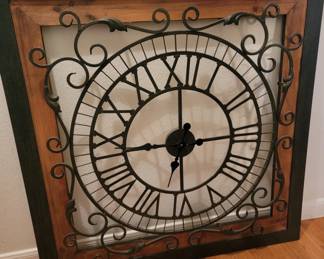 Very large framed iron clock
