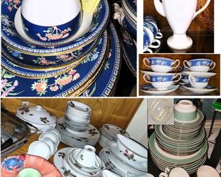 Wedgewood Blue Siam China set - Franciscan Green China and Rose China