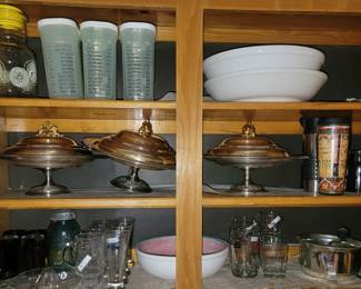 Large serving bowls, ricers, tumblers, food storage, silverplate serving, ball jars