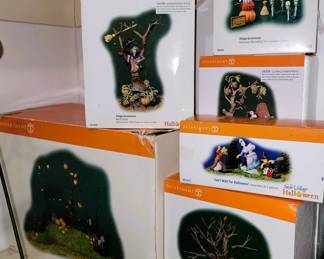 Department 56 Halloween figurines and houses