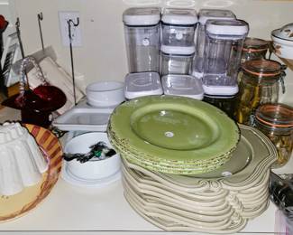 Plates and platters, canister sets, food storage and utensils