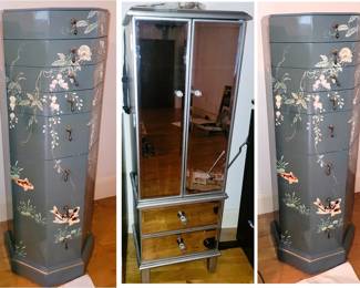 Jewelry chests: Mirrored and Oriental Design pair