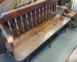 Large solid wood bench.