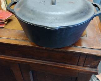 Lodge cast iron Dutch oven large.