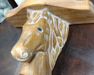 Awesome carved horse mantle / shelf. Larger than it looks in picture