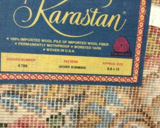 Ivory Kirman, 8.8x12. Karastan Woolrug. very nice and clean