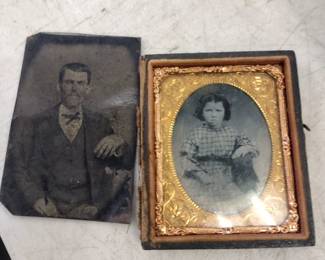 Antique tin type photographs.