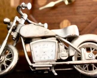 Motorcycle metal desk clock 
