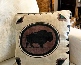 Buffalo western themed pillow 