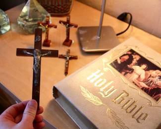 Holy Bible and crosses