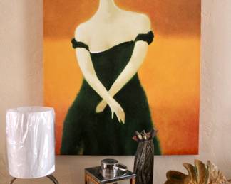 Elegant woman in black dress art decor