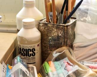 Art supplies and brushes