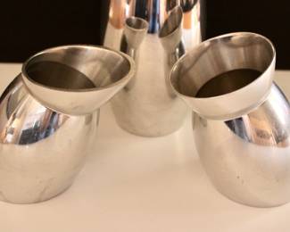 Nambe silver vase with matching cream and sugar set