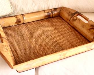 Basket-weaved wood tray 