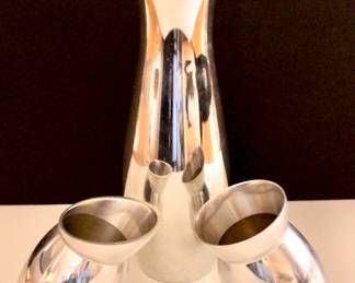 Nambe silver vase with matching cream and sugar set