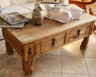 Rustic coffee table with drawers