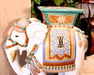 Painted vintage ceramic Chinese elephant statue 