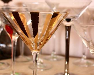 Decorative martini and drink glasses