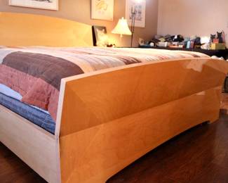 Mid-century king-sized bed frame and headboard (King mattress also for sale)