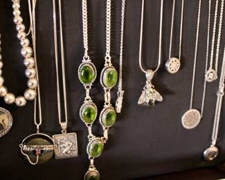 Lots of Silver Jewelry and some vintage Costume Jewelry. We have necklaces, rings, earrings, bracelets.