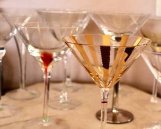 Decorative martini and drink glasses