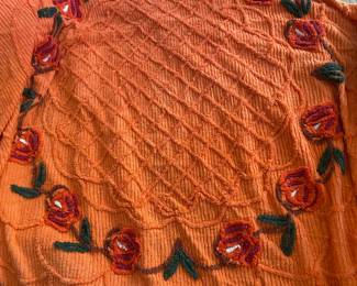 Vintage Orange Chenille Bedspread
