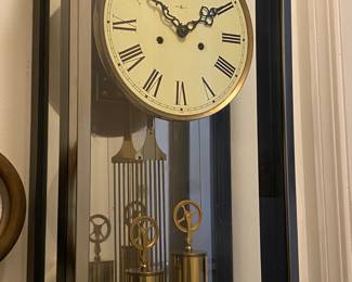 Mid Century Howard Miller Brass Weights Clock