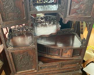 Antique 19th Chinese  Century Carved Display Cabinet